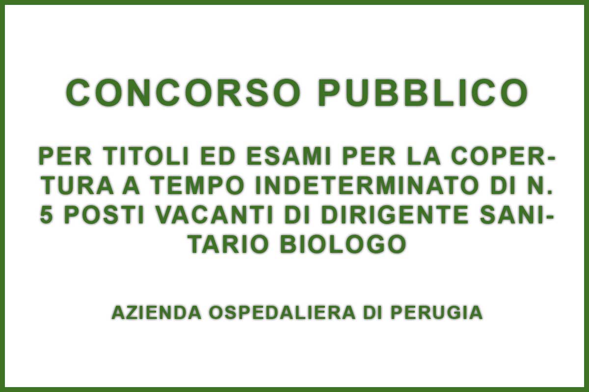CONCORSO PUBBLICO 5 DIRIGENTI BIOLOGI