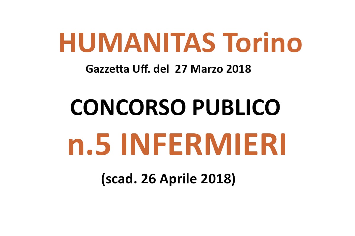 HUMANITAS Torino, concorso 5 posti per Infermieri