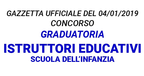Graduatoria supplenza Istruttori educativi scuole dell'infanzia Comune di Trieste