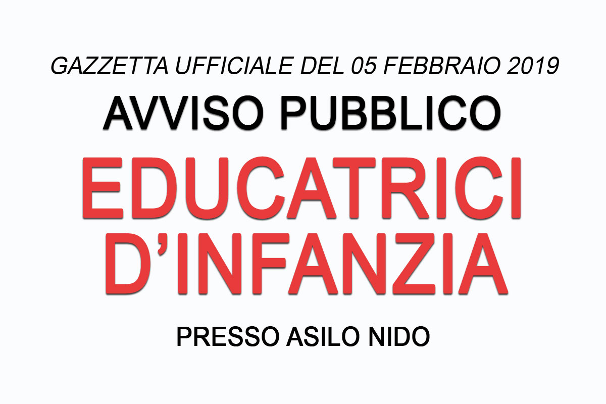 Avviso di selezione pubblica per EDUCATRICI D'INFANZIA presso ASILO NIDO