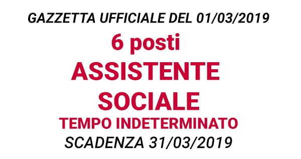 Concorso 6 posti Assistente Sociale ASP Carlo Sartori GU n.17 del 01-03-2019