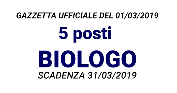 Concorso 5 posti Biologo GU n.17 del 01-03-2019