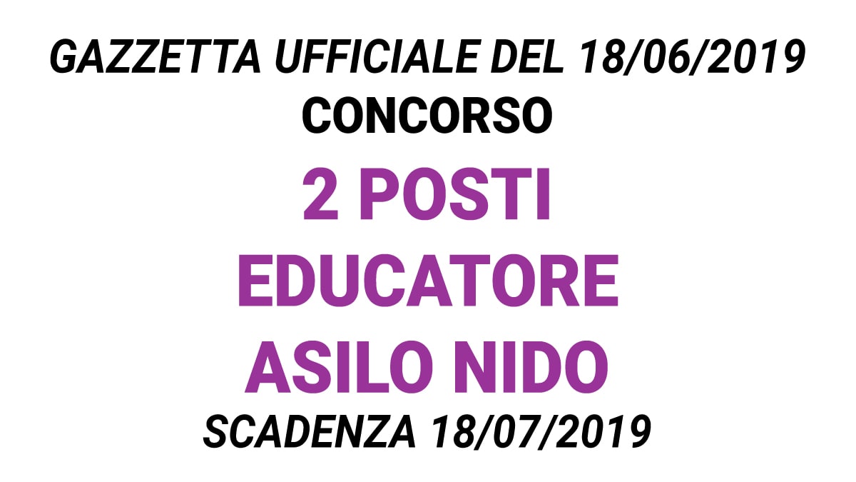 Concorso 2 posti Educatore Asilo Nido presso Comune di Asti