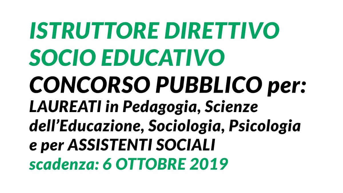 ISTRUTTORE DIRETTIVO SOCIO EDUCATIVO concorso SARDEGNA 2019