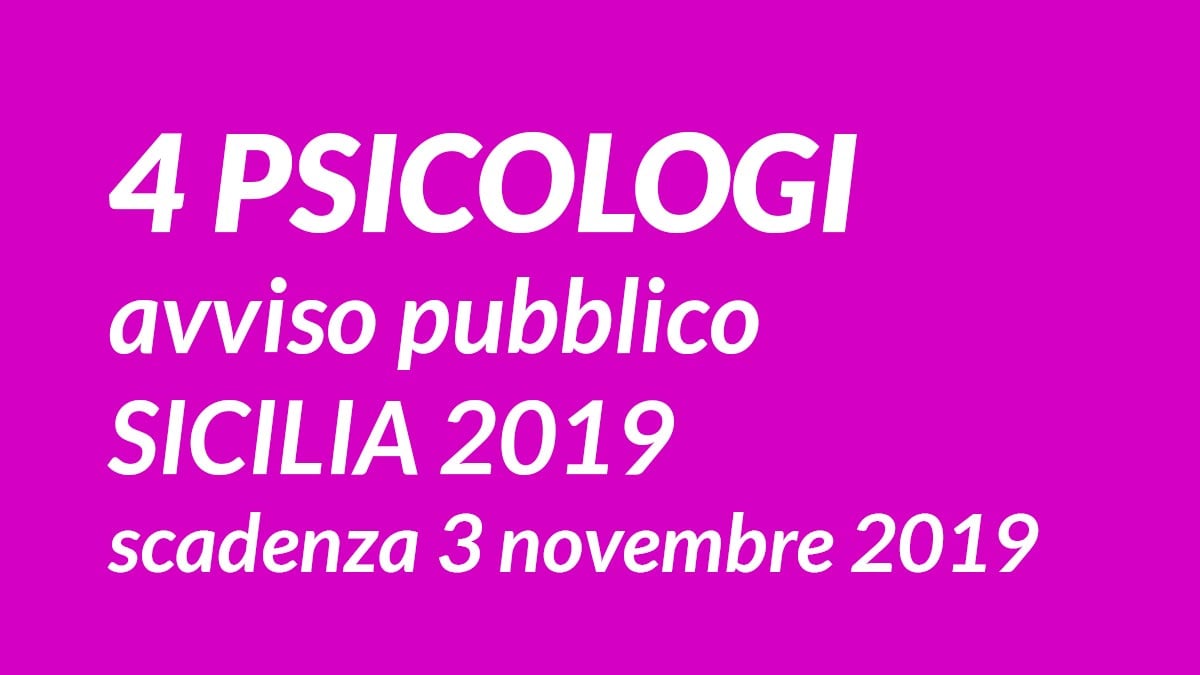 4 PSICOLOGI avviso pubblico SICILIA 2019