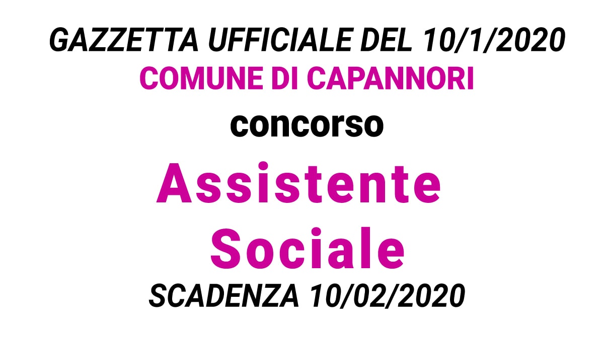 COMUNE DI CAPANNORI CONCORSO ASSISTENTE SOCIALE
