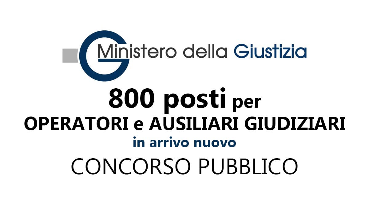 800 posti per OPERATORI e AUSILIARI GIUDIZIARI concorso 2020 Ministero della Giustizia