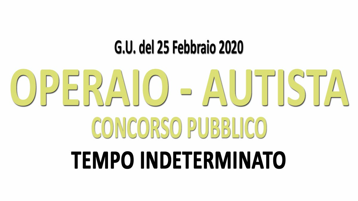 AUTISTA OPERAIO concorso pubblico GU n.17 del 28-02-2020