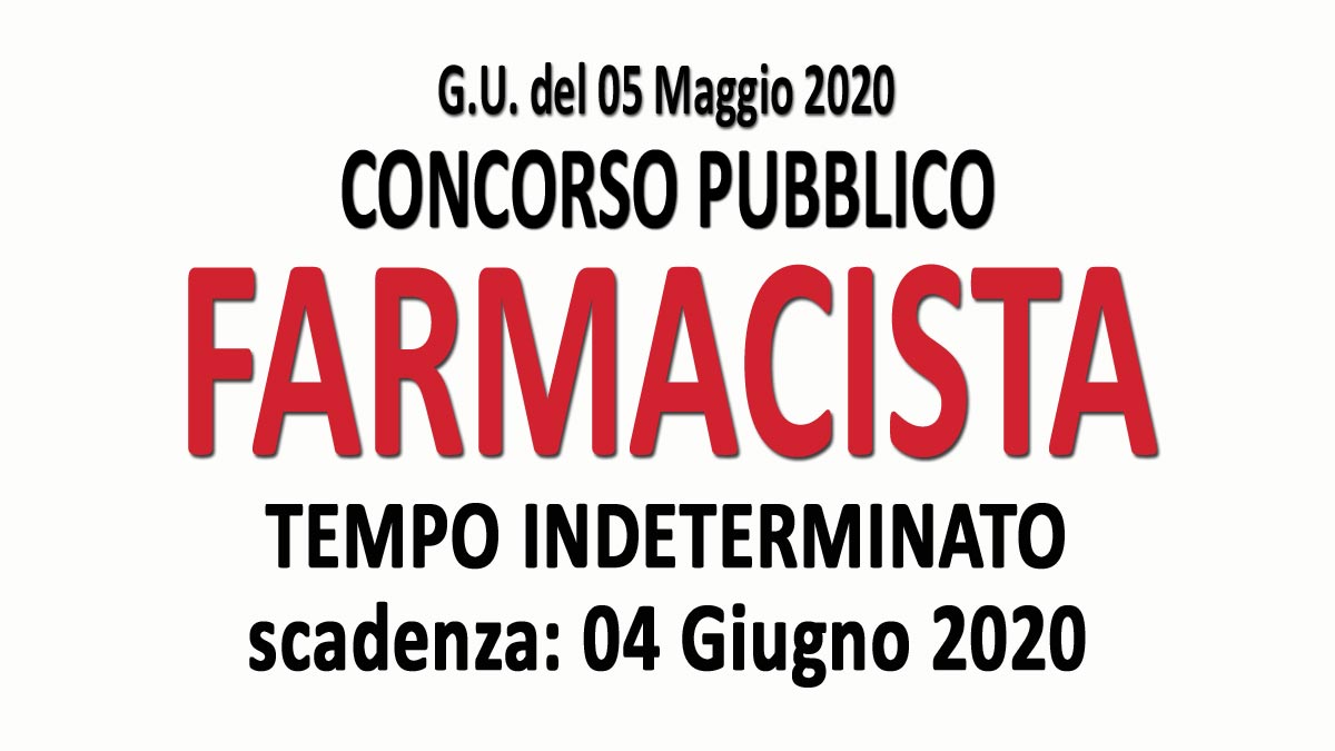 FARMACISTA concorso pubblico GU n.35 del 05-05-2020