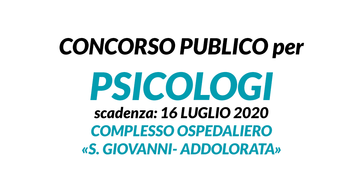 3 posti per PSICOLOGI concorso ROMA 2020