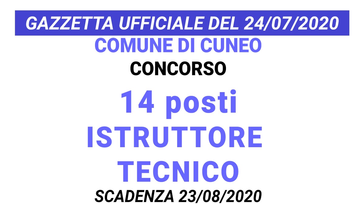 Concorso 14 posti  Geometra e/o Architetto Comune di Cuneo