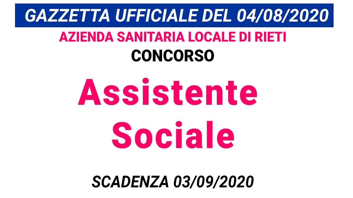 Concorso Assistente Sociale presso ASL di Rieti