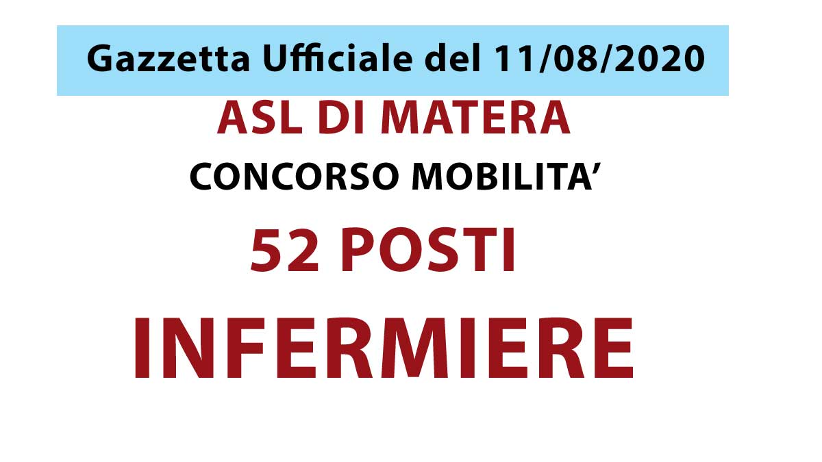 ASL Matera concorso mobilità per 52 posti Infermiere