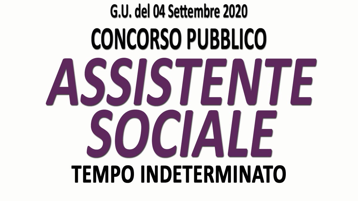 ASSISTENTE SOCIALE concorso pubblico ROMA GU n.69 del 04-09-2020