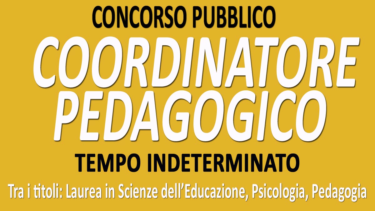 COORDINATORE PEDAGOGICO concorso pubblico TEMPO INDETERMINATO GU n.73 del 18-09-2020