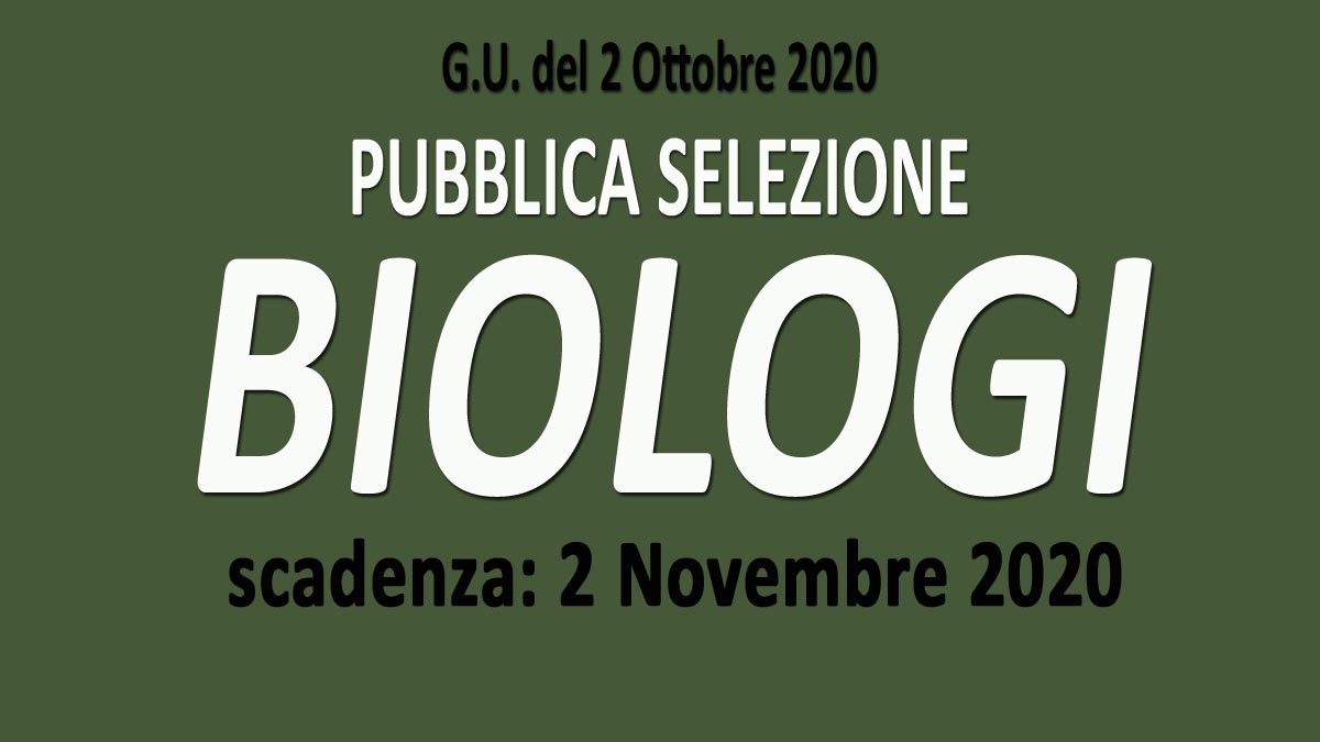 BIOLOGI pubblica selezione NAPOLI GU n.77 del 02-10-2020