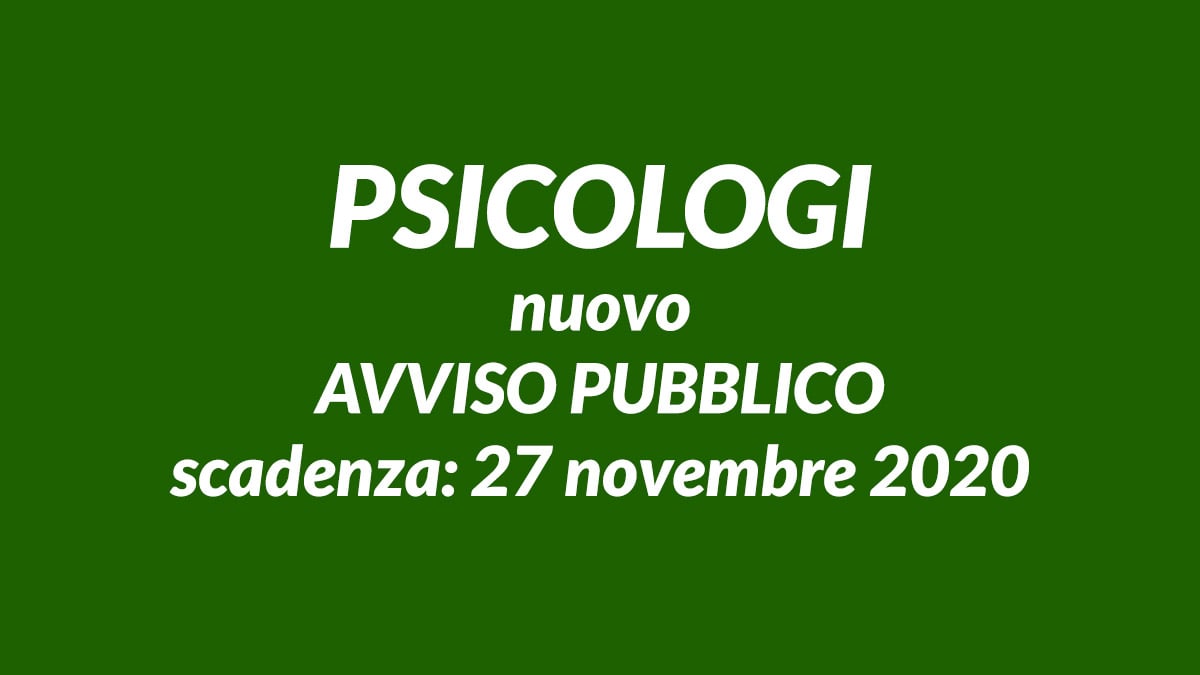 PSICOLOGI nuovo AVVISO PUBBLICO ottobre 2020