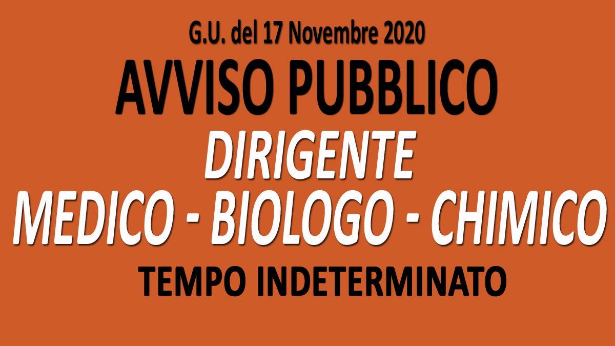 DIRIGENTE MEDICO BIOLOGO CHIMICO avviso pubblico CIVITAVECCHIA GU n.90 del 17-11-2020
