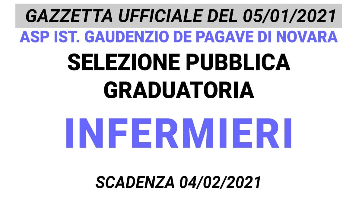 Selezione pubblica graduatoria pr INFERMIERI GU n.1 del 05-01-2021