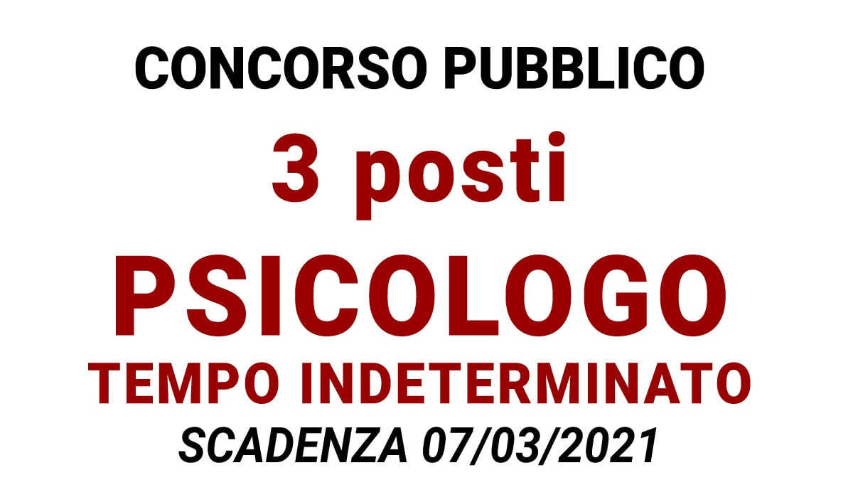 3 posti PSICOLOGO presso Ospedale Moscati di Avellino 