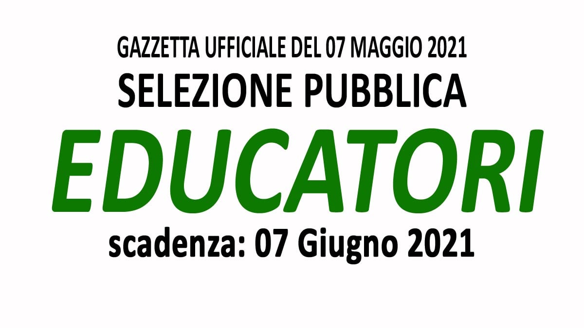EDUCATORI NIDO D'INFANZIA NUOVA SELEZIONE PUBBLICA MAGGIO 2021