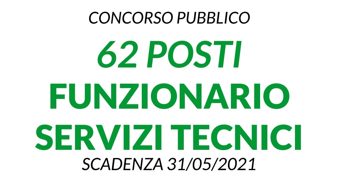 Concorso 62 posti Funzionario servizi Tecnici Comune di Genova