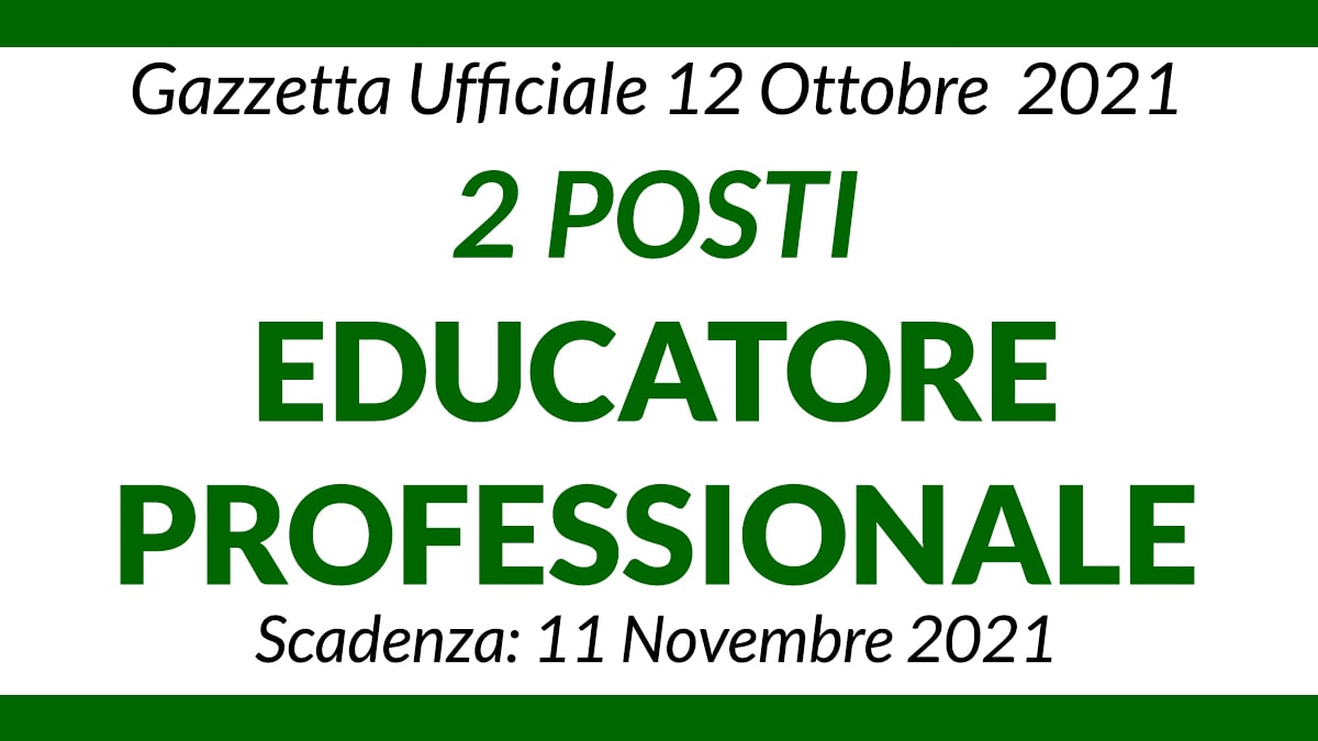 Concorso  2 posti EDUCATORE PROFESSIONALE Comune di Novara
