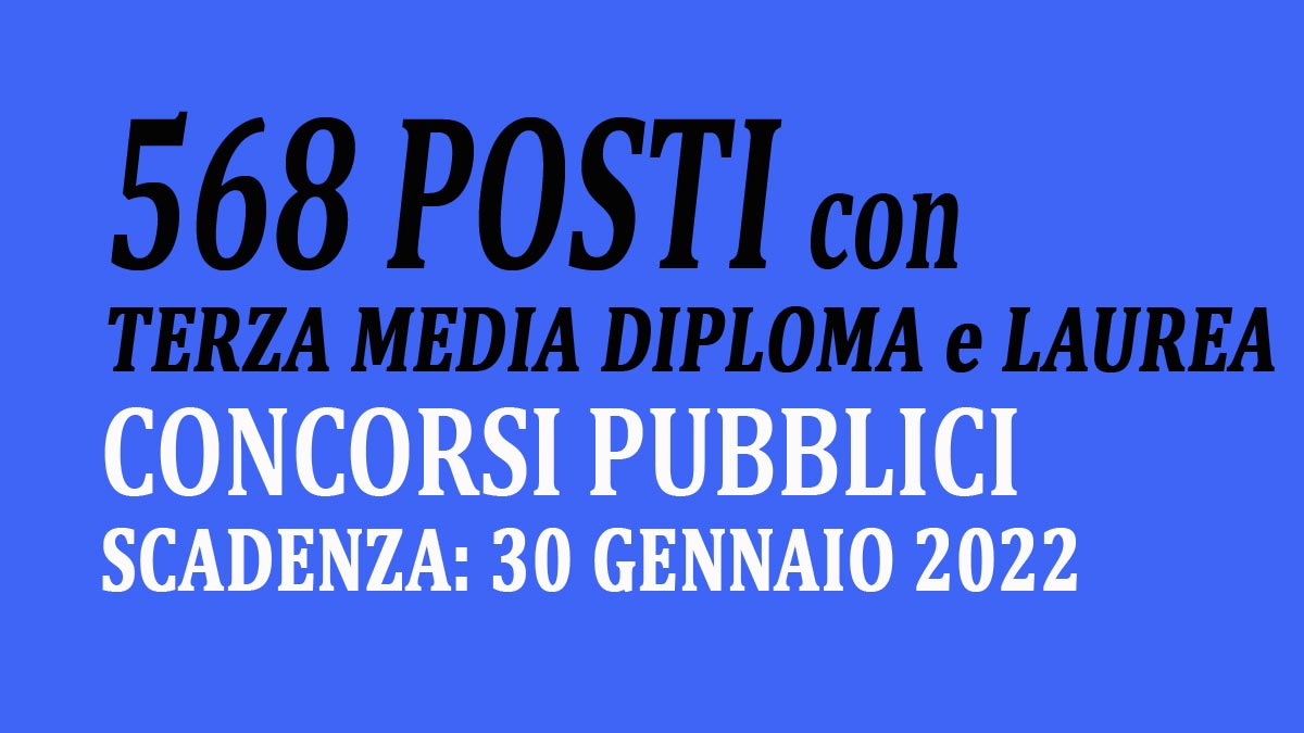 568 POSTI CON TERZA MEDIA DIPLOMA E LAUREA PUBBLICATI IN GAZZETTA UFFICIALE 2022
