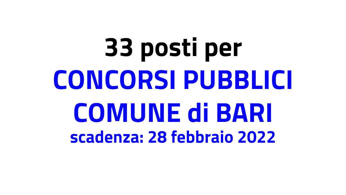 33 posti CONCORSO PUBBLICO 2022 COMUNE di BARI