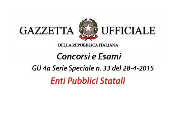 Gazzetta Ufficiale del 28-4-2015 Concorsi Enti Pubblici Statali