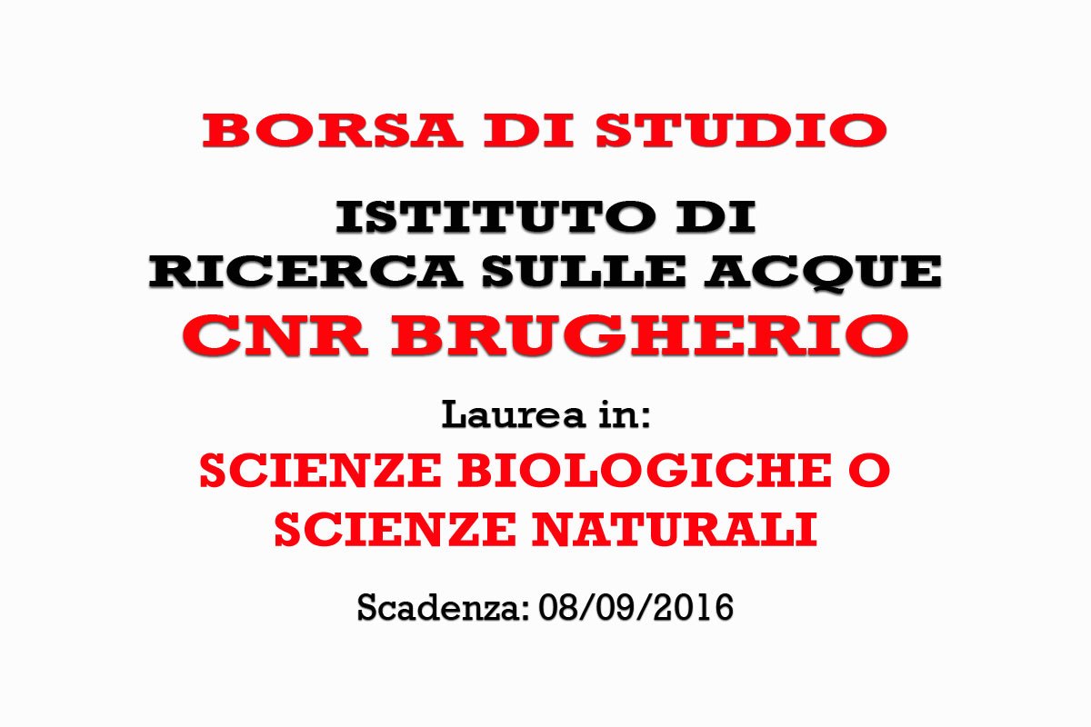 BRUGHERIO: borsa di studio per LAUREATI IN SCIENZE BIOLOGICHE o SCIENZE NATURALI