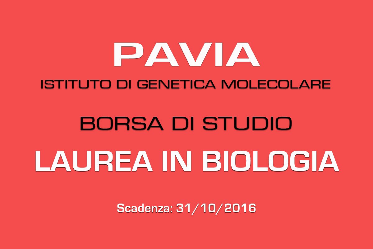 PAVIA: borsa di studio per laureati in BIOLOGIA