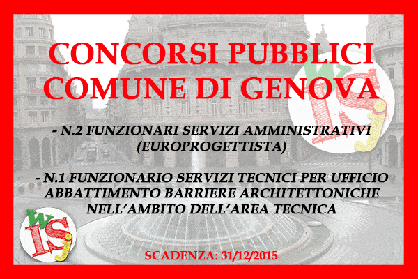 Comune di Genova: Concorsi per 3 Funzionari