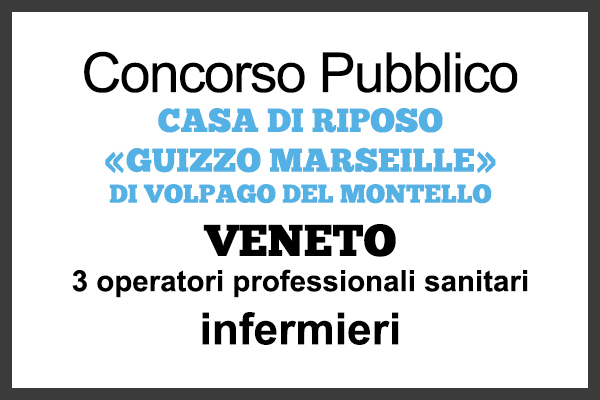 Veneto: concorso per 3 posti ISTRUTTORE INFERMIERE