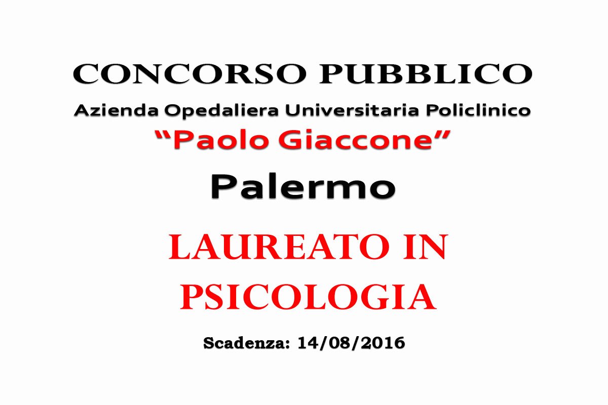 PALERMO: concorso per LAUREATI in PSICOLOGIA