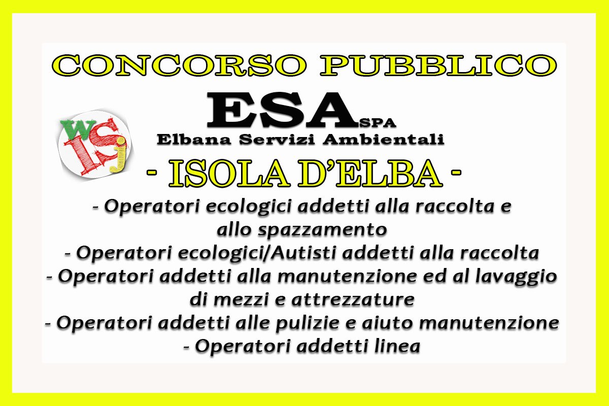 Isola d'Elba: formazione di n.5 graduatorie di OPERATORI per servizi ambientali