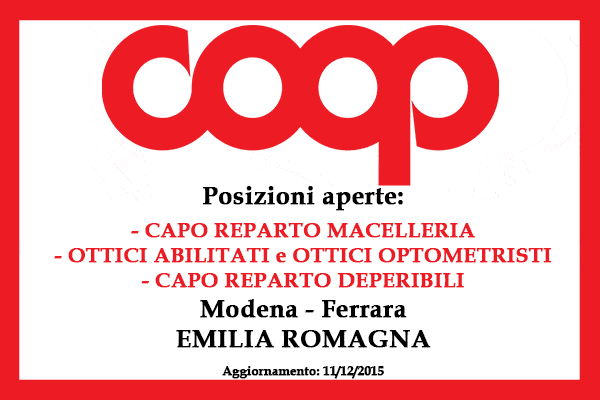 Coop: Opportunità  di Lavoro - Emilia Romagna