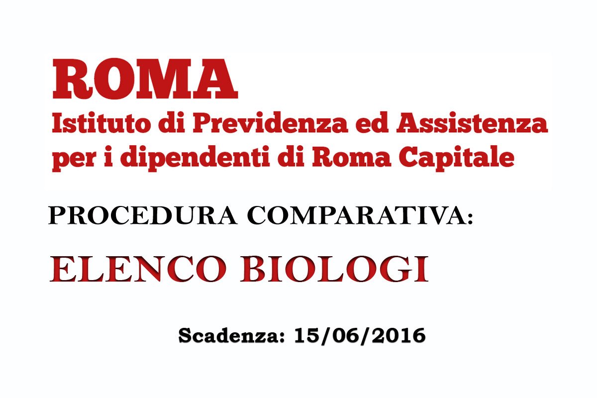 ROMA: formazione elenco di BIOLOGI