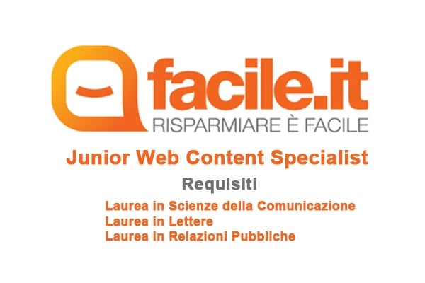 Facile.it ricerca Junior Web Content Specialist
