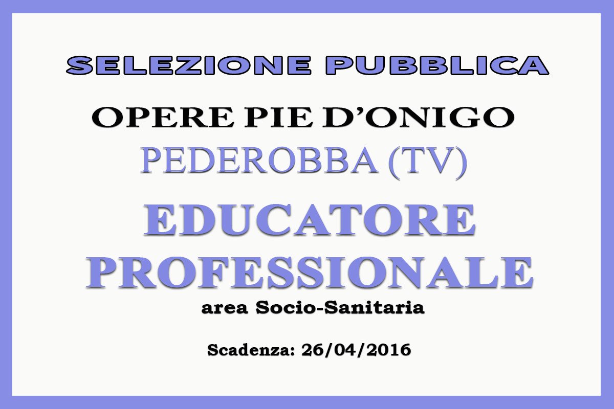 PEDEROBBA (TV): selezione per EDUCATORI